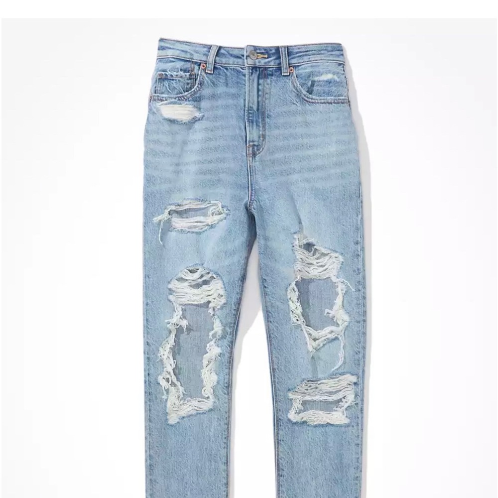 AMERICAN EAGLE HIGH WAISTED DARK BLUE STRETCH MOM JEANS SZ 10